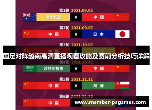 国足对阵越南高清直播观看攻略及赛前分析技巧详解 国足对阵越南高清直播观看攻略及赛前分析技巧详解